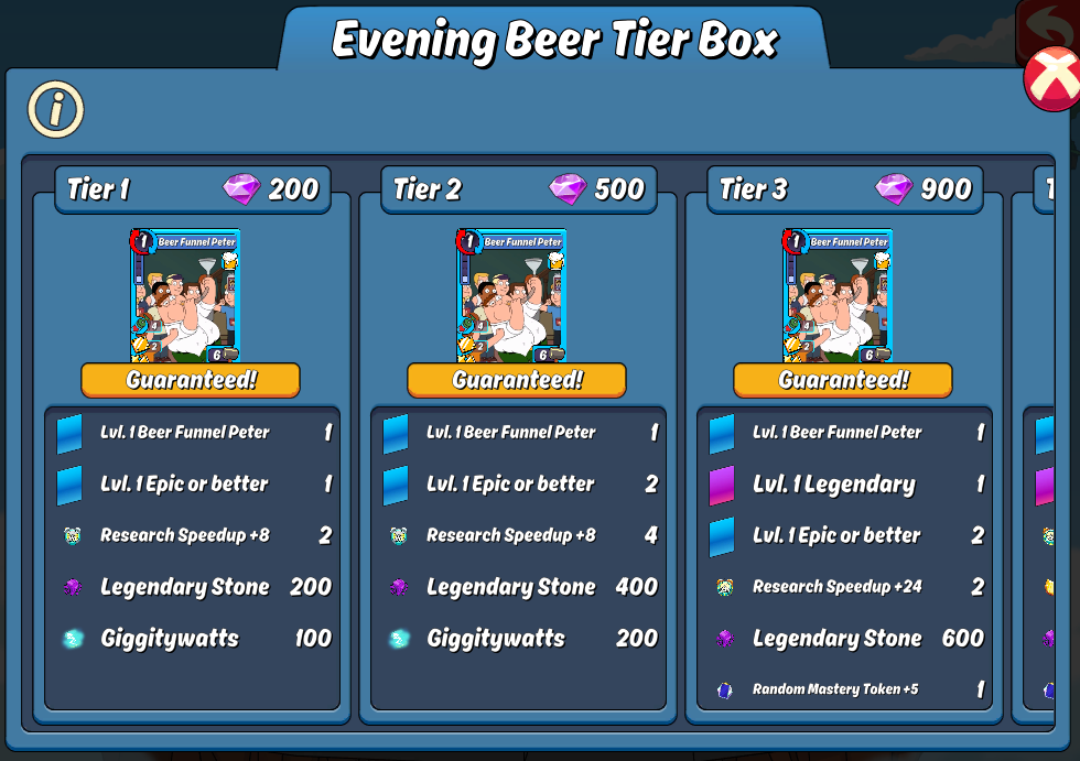 Tier Boxes – Animation Throwdown: The Quest For Cards